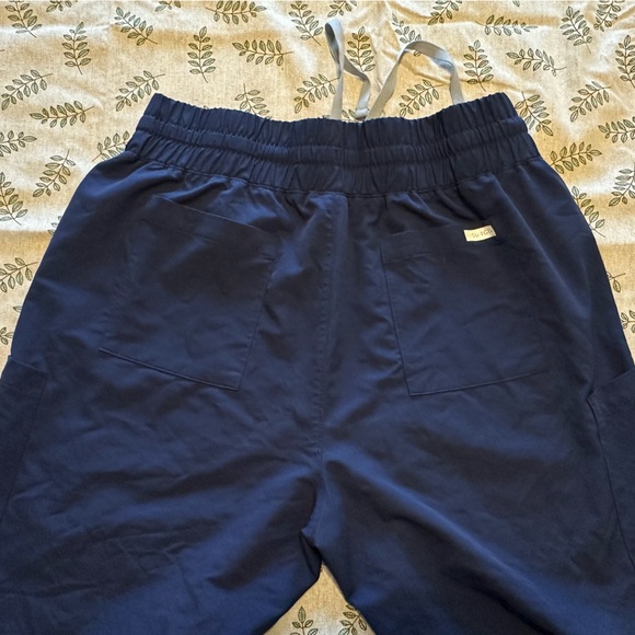 Navy Blue Resurge High Waisted Wide Leg Scrub Pants - Picture 3 of 4